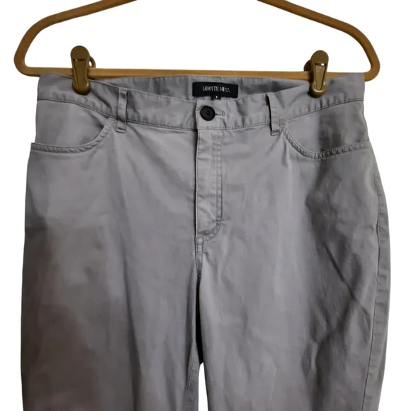 LAFAYETTE 148 Curvy Slim Straight Stretch Pant Chino Work Jean Taupe Grey 8 - Picture 3 of 8